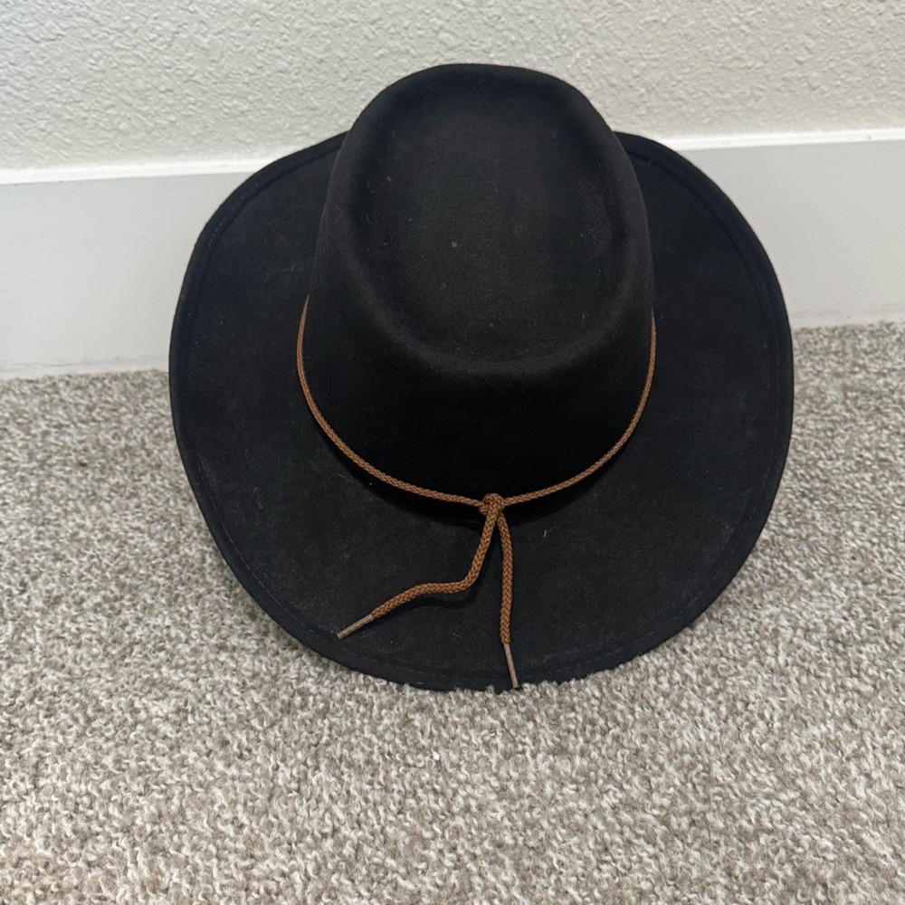 Sheplers Black Wool Cowboy Hat Large Made in USA Western Felt Flat Top Crown